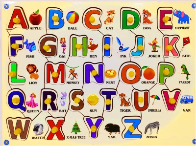 Johnnie Boy Capital English Alphabets Wooden Educational Jigsaw Toy Puzzles for kids(26 Pieces)