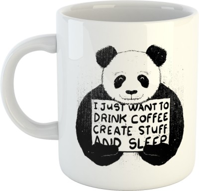 ARTBUG Lazy Panda Coffee Best Gift for Birthday Ceramic Coffee Mug(350 ml)