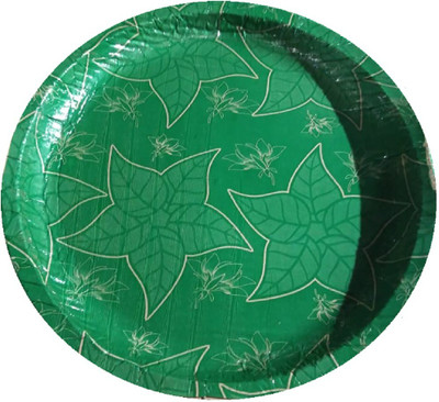 SMILEY Green Buffer plate (100 pcs in 1 pack) - Pack of 1 Dinner Plate(100 Dinner Plate)