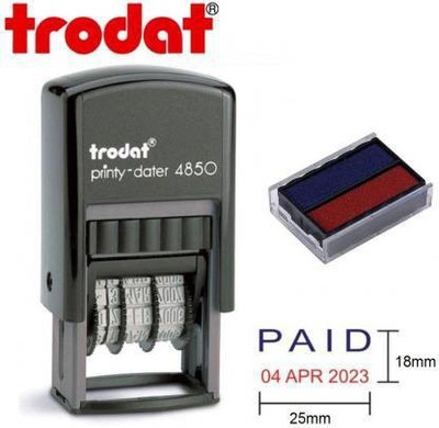 Trodat Date with Paid self ink(small, blue, Maroon)