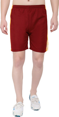 OORA Solid Men Maroon Basic Shorts