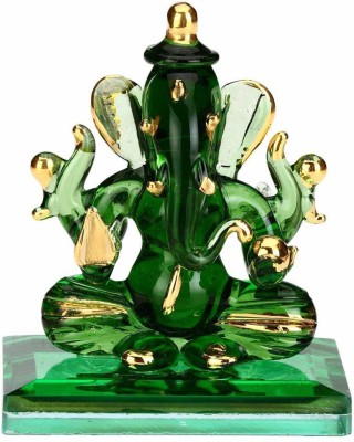 AFAST Green Devine Blessing Ganesh Decorative Showpiece  -  9 cm(Glass, Green)