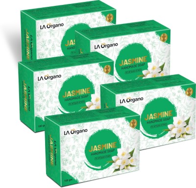 LA Organo Jasmine Handmade Natural Bath Bar Soap(5 x 100 g)