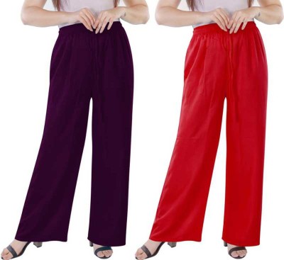 K2Creations Relaxed Women Purple, Red Trousers