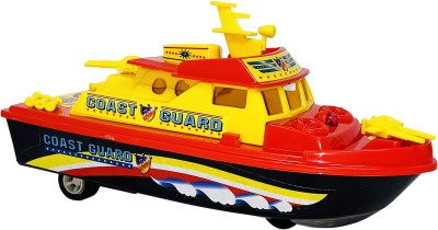 Miniature Mart Small Size Plastic Made Pull Back & Go Toy Coastal Guard Patrol Scale Model Boat Toy | Toys Boats For kids | Use As Showpiece | Toy Boats For Boys | Safe Quality Toys For Children(Multicolor, Pack of: 1)