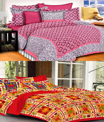 Nisha Enterprises Cotton Double Flat 144 TC Printed Bedsheet(Pack of 6, Multicolor)