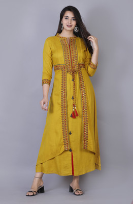 NYPA Women Ethnic Dress Yellow Ankle Length Dress