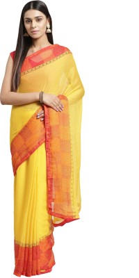 Shaily Retails Self Design, Printed Bollywood Georgette Saree(Yellow)