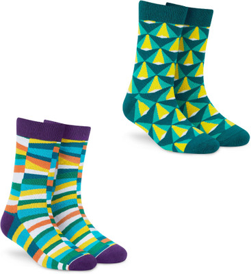Dynamocks Men & Women Printed Mid-Calf/Crew(Pack of 2)