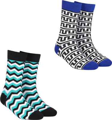 Dynamocks Men & Women Printed Mid-Calf/Crew(Pack of 2)