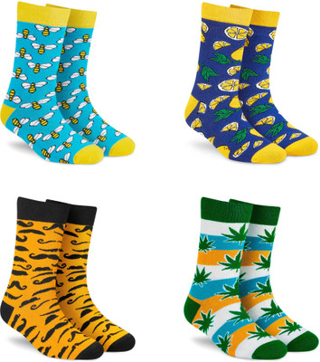 Dynamocks Men & Women Printed Mid-Calf/Crew(Pack of 8)