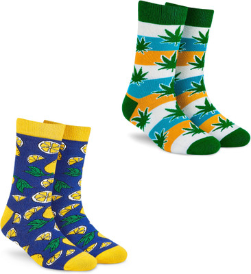 Dynamocks Men & Women Printed Mid-Calf/Crew(Pack of 2)