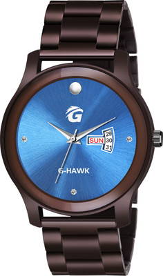 G-HAWK D&D C601 BLUE Decent Look Blue Dial And Brown Chain With Day And Date Functioning Watch For Men And Boys Analog Watch  - For Men