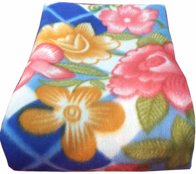 Comfytouch Printed Single Fleece Blanket for  AC Room(Microfiber, Blue, White)