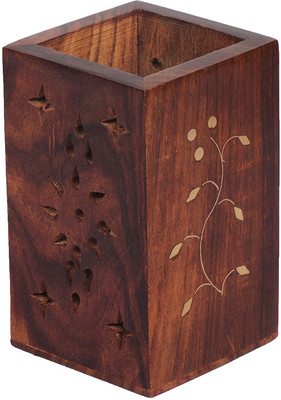 ARTANDCRAFTINDIA 1 Compartments Wooden Stationary holder(Brown)