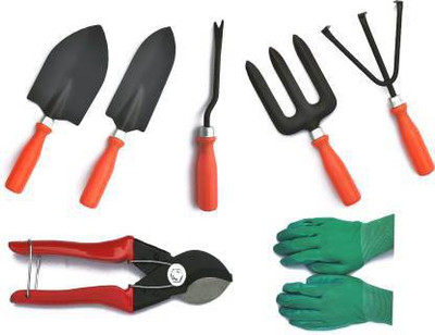 JetFire Trowel Set, Double Cut and Gloves Garden Tool Kit(7 Tools)