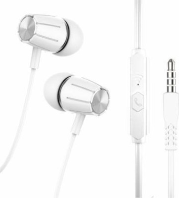 Meyaar Headphones with High Bass & HD Sound Earphones Wired(White, In the Ear)