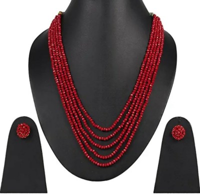 yash gems Crystal Red Jewellery Set(Pack of 1)