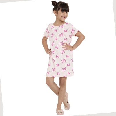 berrytree Kids Nightwear Girls Printed Cotton Blend(Multicolor Pack of 1)