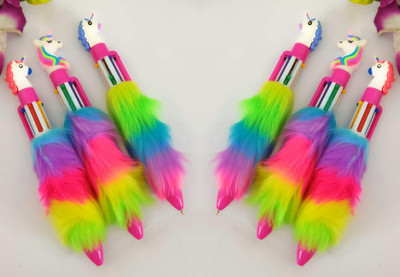 AARVI Unicorn Feather Pens Ball Pen(Pack of 6, Ink Color - Blue)
