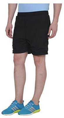 RACE Solid Men & Women Black Sports Shorts