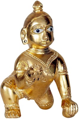 ASTRUMS Brass Gopal Laddoo, Baby Krishna, Brass Laddu Gopal Kishan, Thakurji Murti Idol Statue Sculpture, Laddu Gopal Idol, Bal Gopal Murti | Decorative Showpiece  -  7 cm(Brass, Gold)