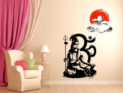 DivineDesigns 51 cm Shiv Shankar Ji Wall Sticker Self Adhesive Sticker(Pack of 1)