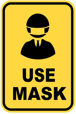 Asmi Collections 22 cm Use Mask Sign Self Adhesive Sticker(Pack of 1)
