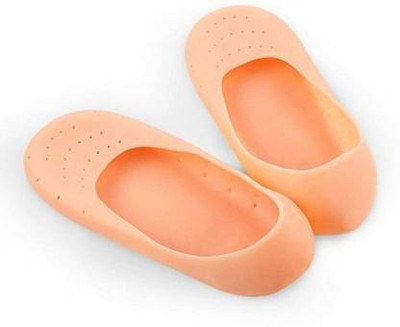 FIVANIO Anti crack full length silicon moisturizing heel socks Heel Support Heel Support(Orange)