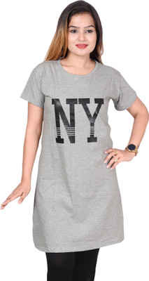 RAMYA COLLECTION Printed Women Round Neck Dark Blue T-Shirt