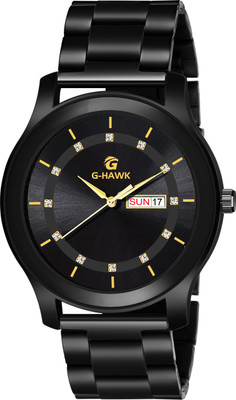 G-HAWK D&D C44 BLACK Stylish Black Color Stainless Steel Chain with Day and Date Functioning Watch for Boys Analog Watch  - For Men