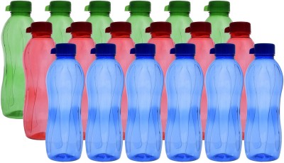 KUBER INDUSTRIES Plastic 18 Pieces Aqua Fridge Water Bottle with Lid (1000ml, Green & Pink & Blue)- 1000 ml Bottle(Pack of 18, Multicolor, Plastic)