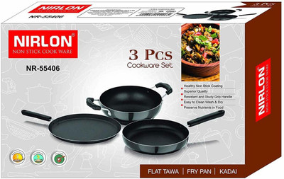 NIRLON Aluminium Non Stick Non Induction cookware Gift Set of 3 Pieces Non-Stick Coated Cookware Set(PTFE (Non-stick), Aluminium, 3 - Piece)