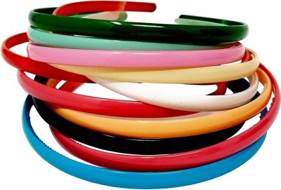 Renu enterprises Multicolour Neon Sleek Plane Plastic Hair Bands for Girls and Baby Girls(Set of 12 Pieces) Hair Band(Multicolor)