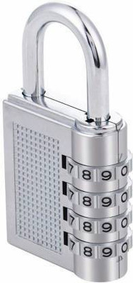 AddictERA 4 Digit Silver Resetable Combination Hand Bag Luggage Password Pad Lock Padlock(Silver)
