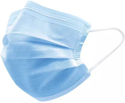 BILDOS 3 Layer with melt blown fabric mask with nose pin Premium Fabric Material Mask Surgical Mask With Melt Blown Fabric Layer(Blue, Free Size, Pack of 100, 3 Ply)