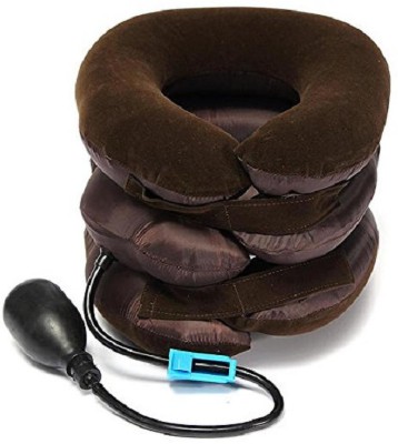 Fulkiza 3 Layers Massager Air Cervical Soft Travel Inflatable Adjustable Size Pillow Neck Pillow(Brown)