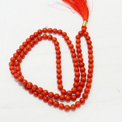 RADHEY Coral Red Coral Mala Moonga/Munga Mala Coral Stone Chain