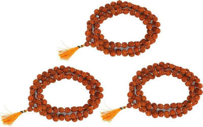 Aanya Jewels (Pack of 3 ) 5 Mukhi Rudraksha Mala with 108 Beads in 6 mm size Wood mala Wood Chain