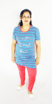 Garima Fashion Women Striped Multicolor Top & Pyjama Set