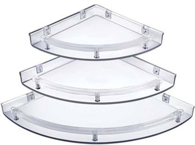 Zobby Unbreakable corner set transparent Plastic Wall Shelf(Number of Shelves - 3, Clear)