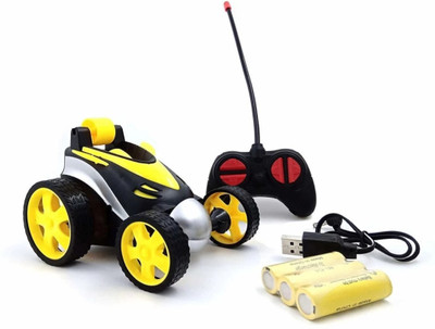 Fanatic Store Remote Control Stunt Car Vehicle 360°Rotating Rolling Radio Control Electric Racing Car(Yellow)