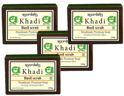 Ayurdaily Natural Basil Scrub Bath Soap(4 x 125 g)