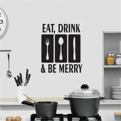 Wallzone 70 cm Eat Drink Be Merry Removable Sticker(Pack of 1)