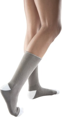 VISSCO Diabetic Socks Men Cotton Spandex Grey,White Toe & Heel,Anti-Microbial Heel Support