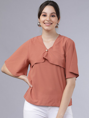 Tokyo Talkies Casual 3/4 Sleeve Printed Women Pink Top