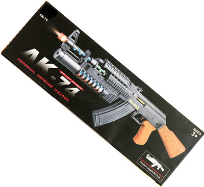 Richuzers Military Army Assault Rifle AKM Pubg Gun Toy AK-74 With Firing sound & Laser light, Thrilling Gun Recoil Feel For Kids Guns & Darts(Multicolor)