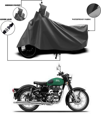 SEBONGO Waterproof Two Wheeler Cover for Royal Enfield(Bullet 350, Grey)