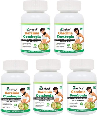 Zindagi Garcinia Cambogia Extract Capsules - Natural Weight loss Supplement - Fat Blocking(5 x 60 Tablets)