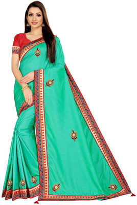 Matangi Exporter Embroidered Bollywood Georgette Saree(Green)